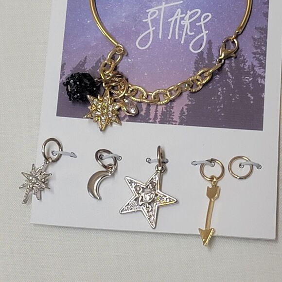 Reach for the Stars Bangle Bracelet Includes 7 Charms Gold & Silver Color READ - Picture 2 of 3